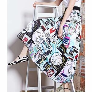 Alice + Olivia Basquiat Tina Graffiti Print Maxi Skirt Drawing Doodle Meryl 0